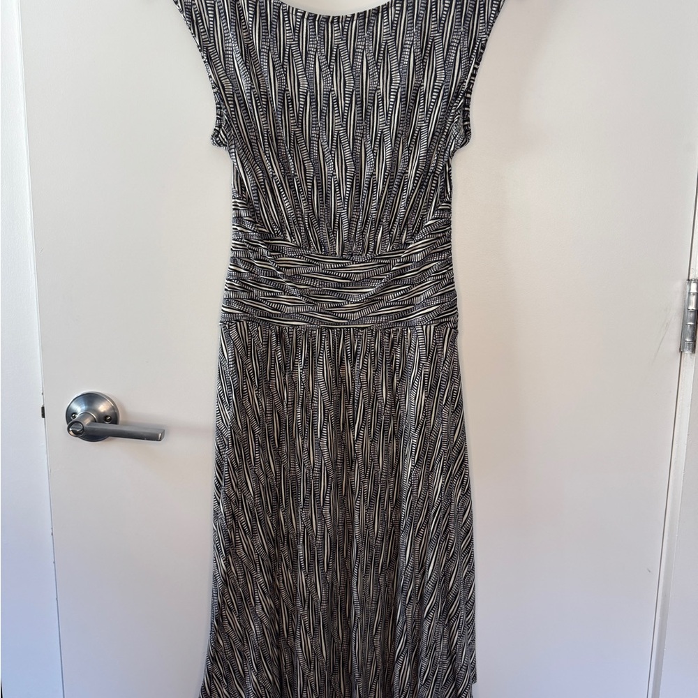 Elegant Black and White Striped Dress